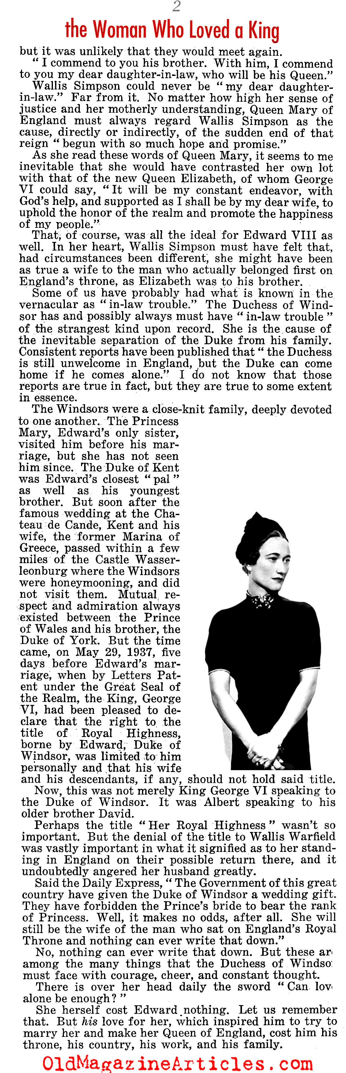 The Duchess and her New Life (Liberty Magazine, 1938)