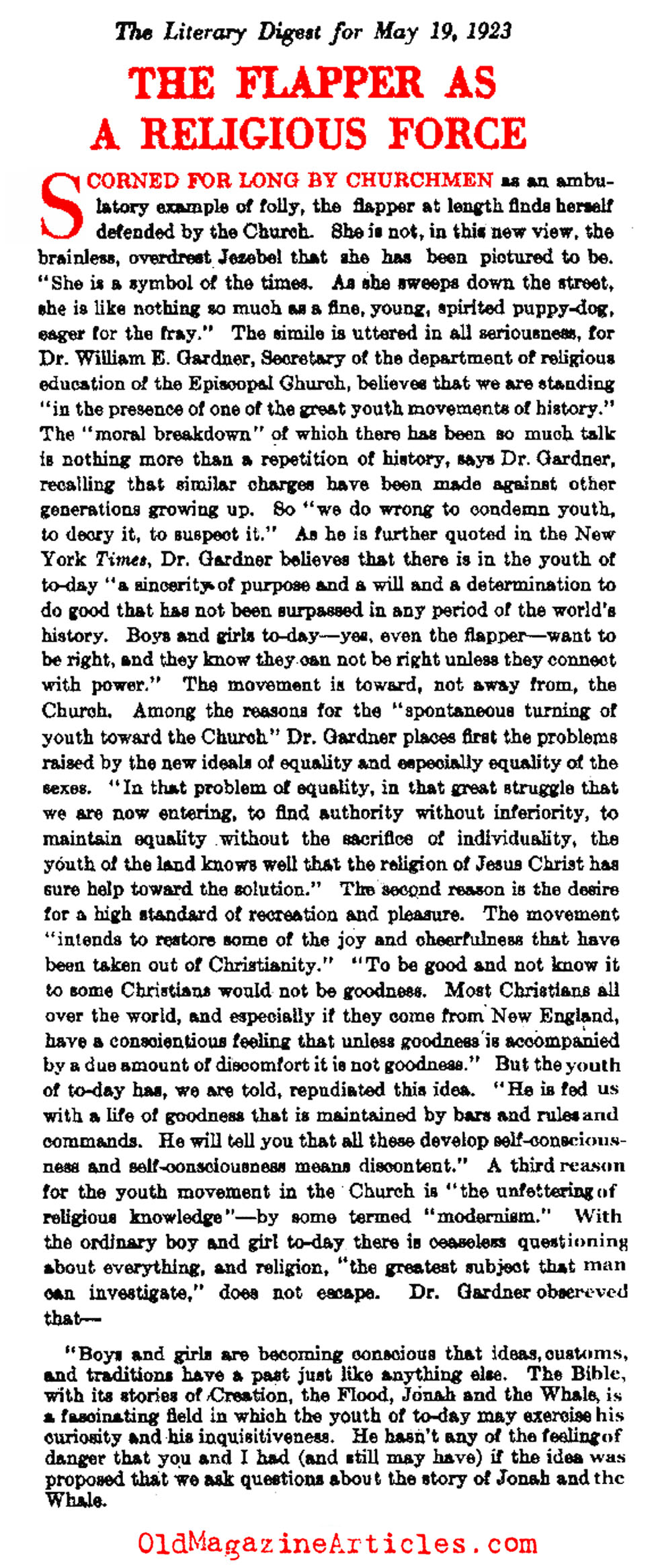 The Flapper as a Religious Force in the World  (Literary Digest, 1927)