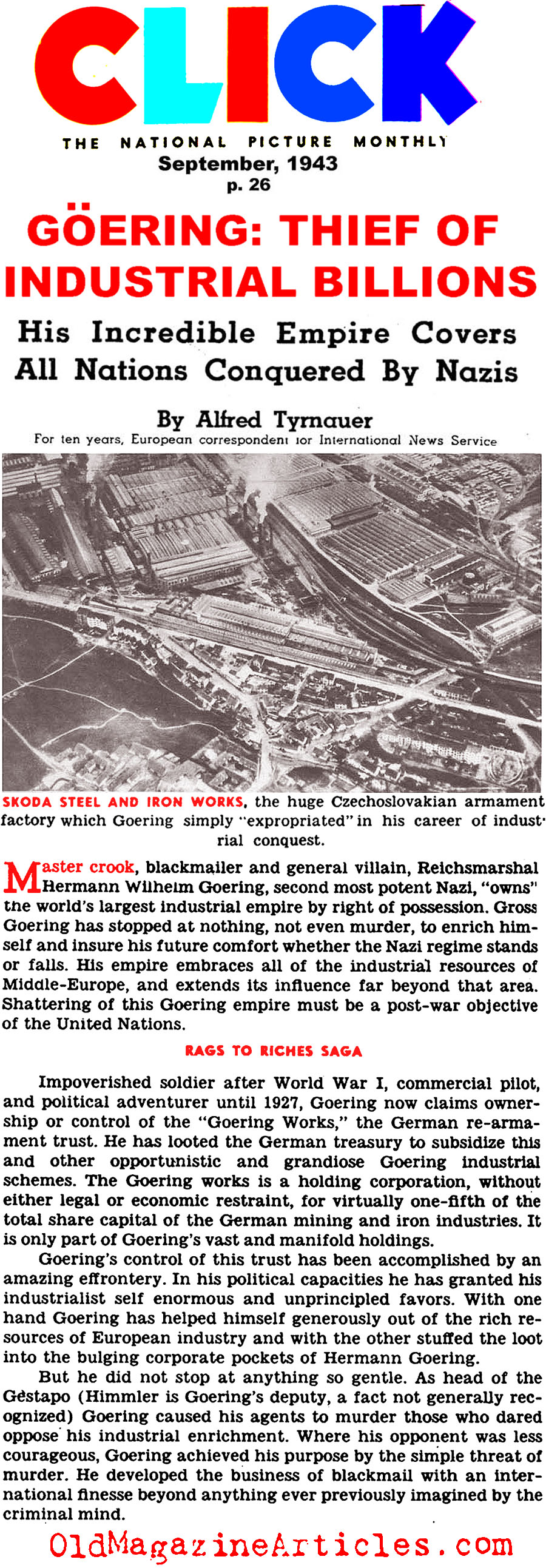 Hermann Goering: Power Hungry Graff Master (Click Magazine, 1943)