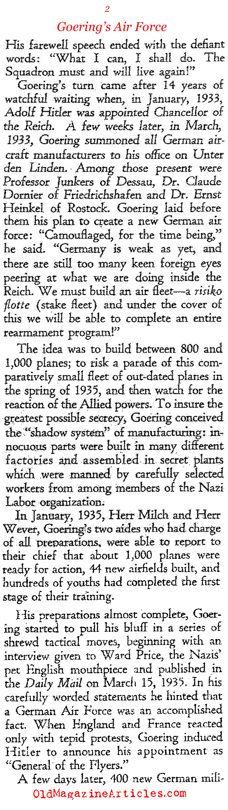 The Growth of the German Airforce  (Ken Magazine, 1939)