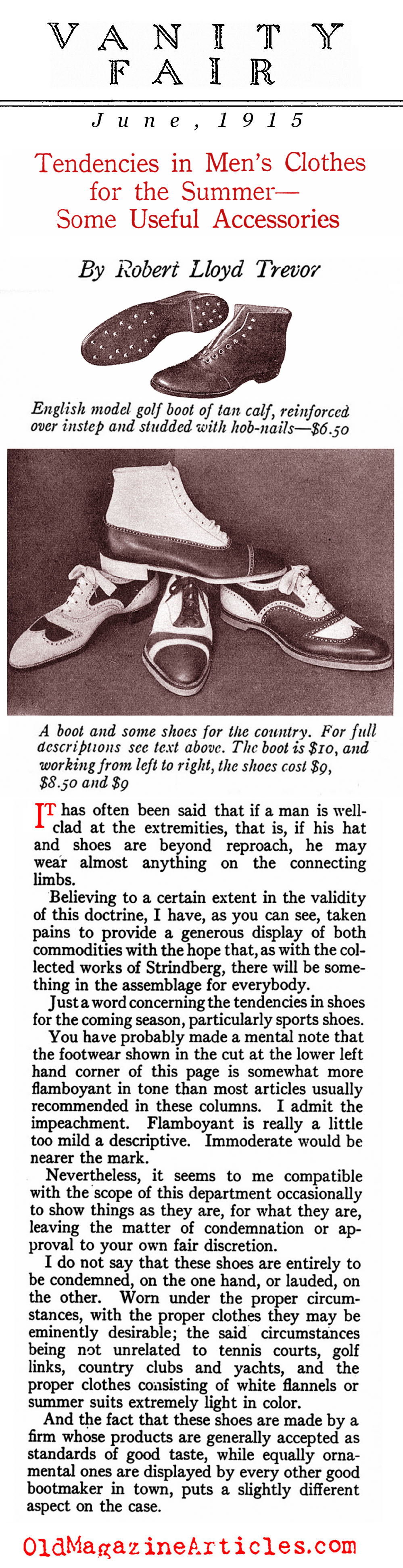 An Assortment of Golf Shoes  (Vanity Fair Magazine, 1915)