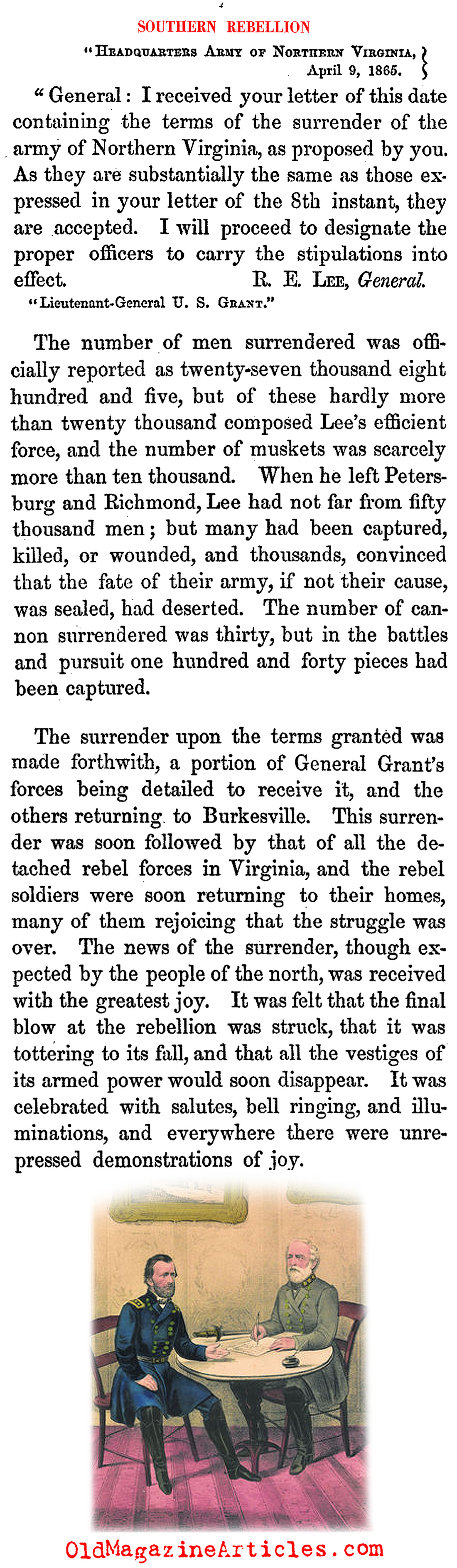 The Closing Letters Between Generals Grant and Lee (The Rebellion, 1867)