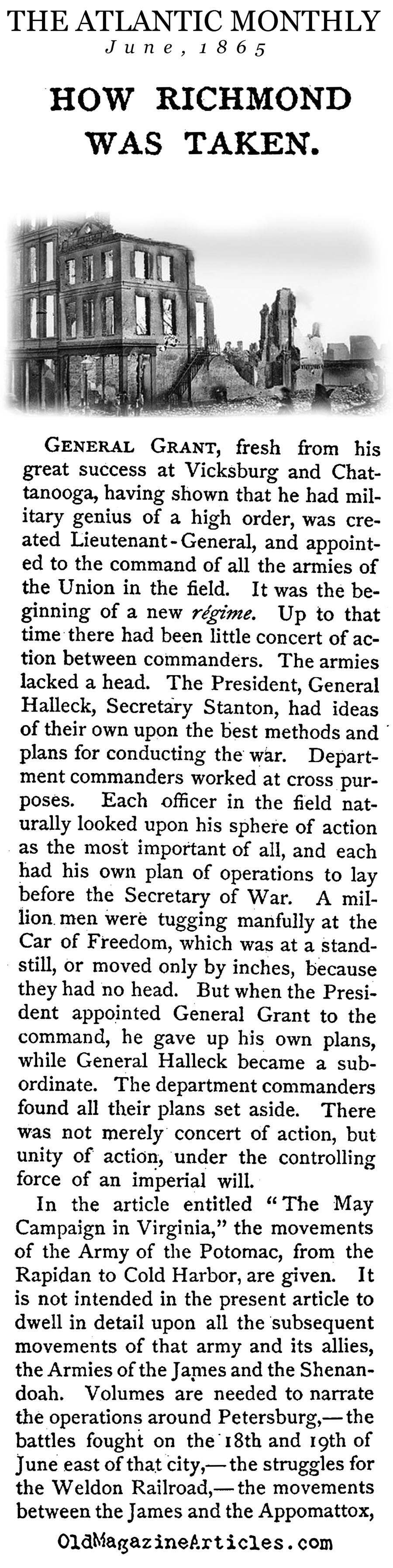  General Grant's March on Richmond (The Atlantic Monthly, 1865)