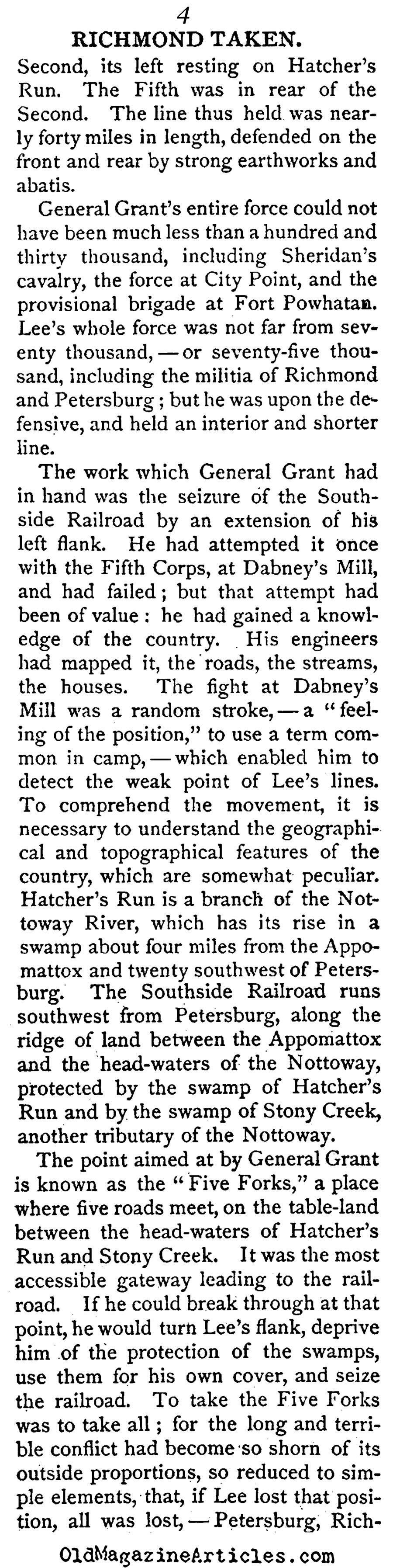  General Grant's March on Richmond (The Atlantic Monthly, 1865)