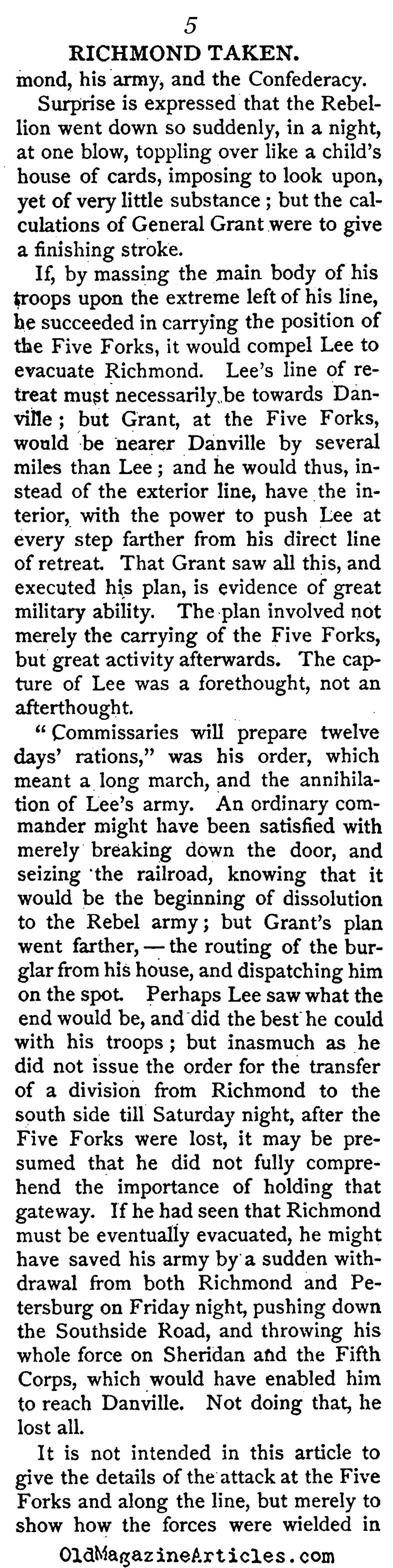  General Grant's March on Richmond (The Atlantic Monthly, 1865)