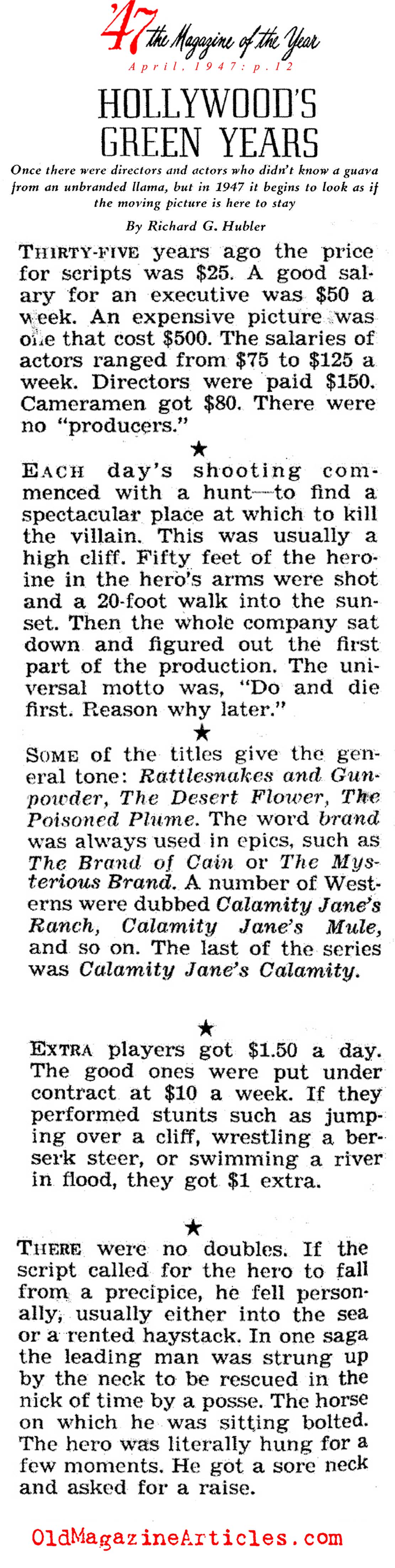 Fast Facts About Hollywood Silent Movies ('47 Magazine, 1947)