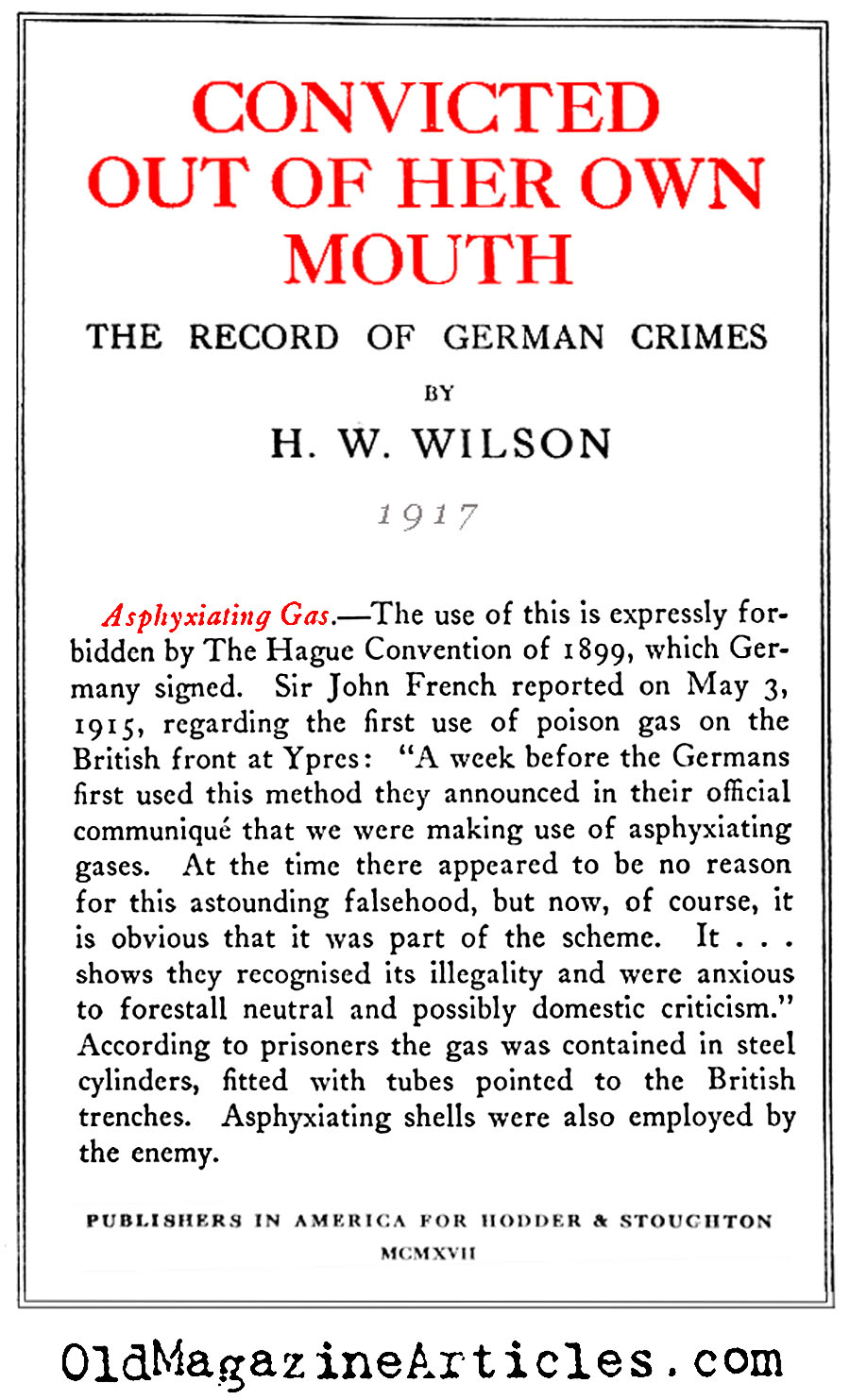 Gassing as Crime (H.W. Wilson, 1917)