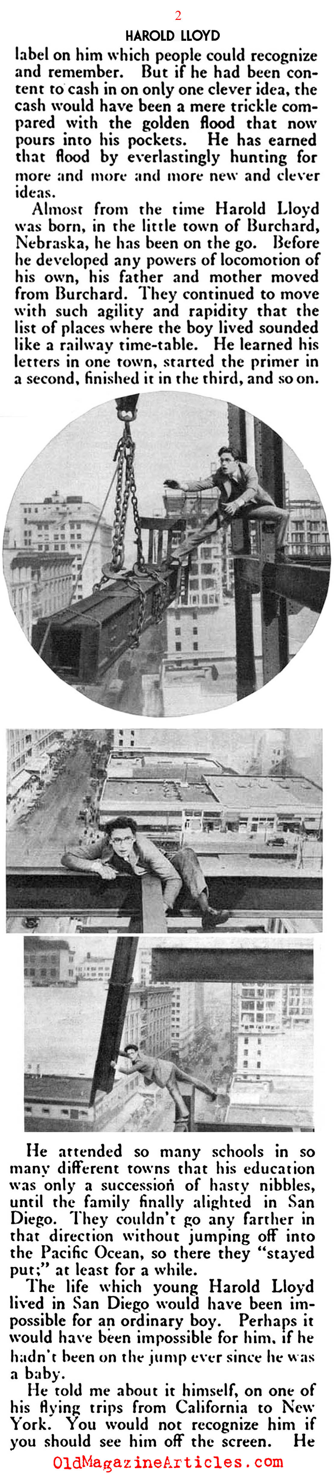 Harold Lloyd: The Man, The Cornball  (The American Magazine, 1922)