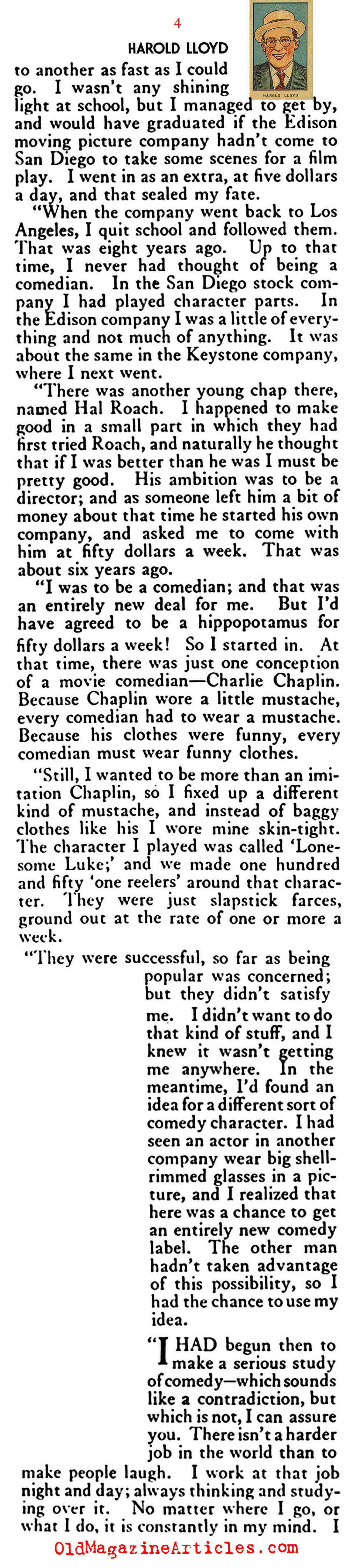 Harold Lloyd: The Man, The Cornball  (The American Magazine, 1922)