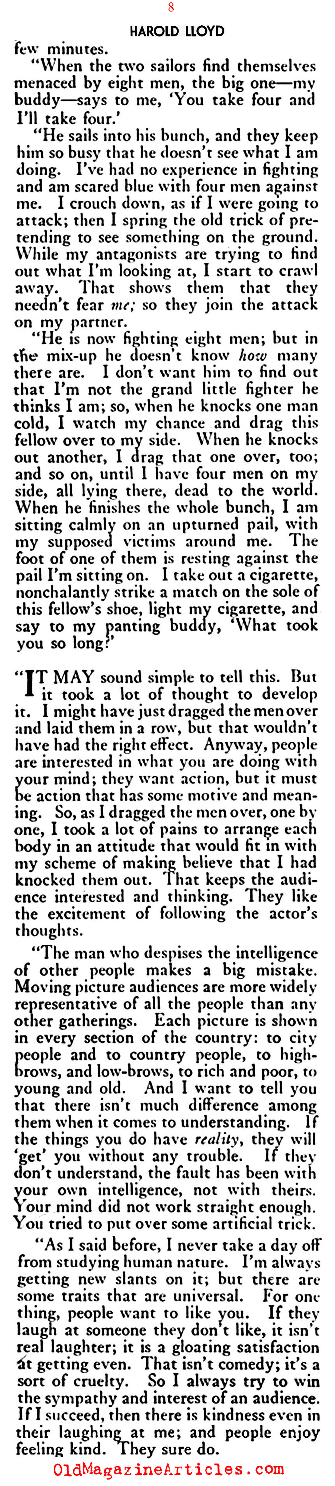 Harold Lloyd: The Man, The Cornball  (The American Magazine, 1922)