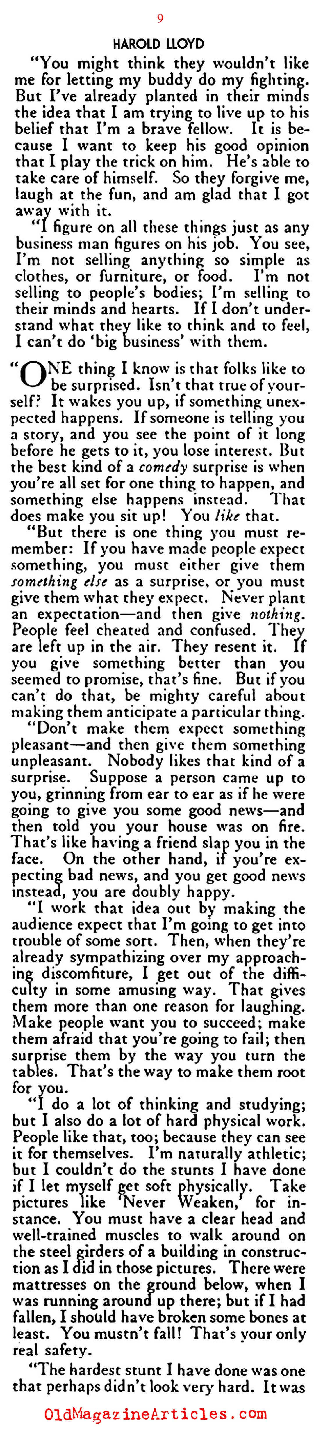 Harold Lloyd: The Man, The Cornball  (The American Magazine, 1922)