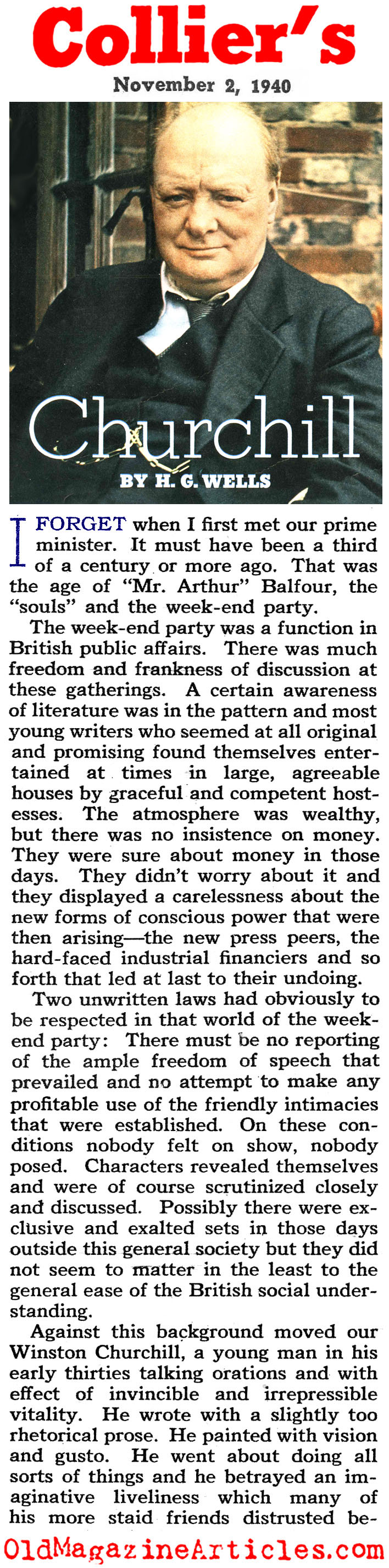 H.G. Wells on Winston Churchill (Collier's Magazine, 1940)