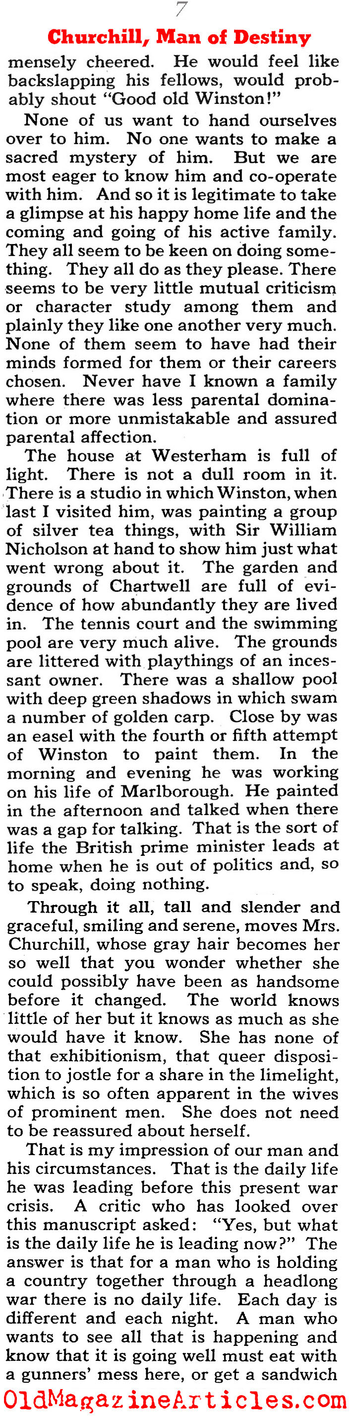 H.G. Wells on Winston Churchill (Collier's Magazine, 1940)