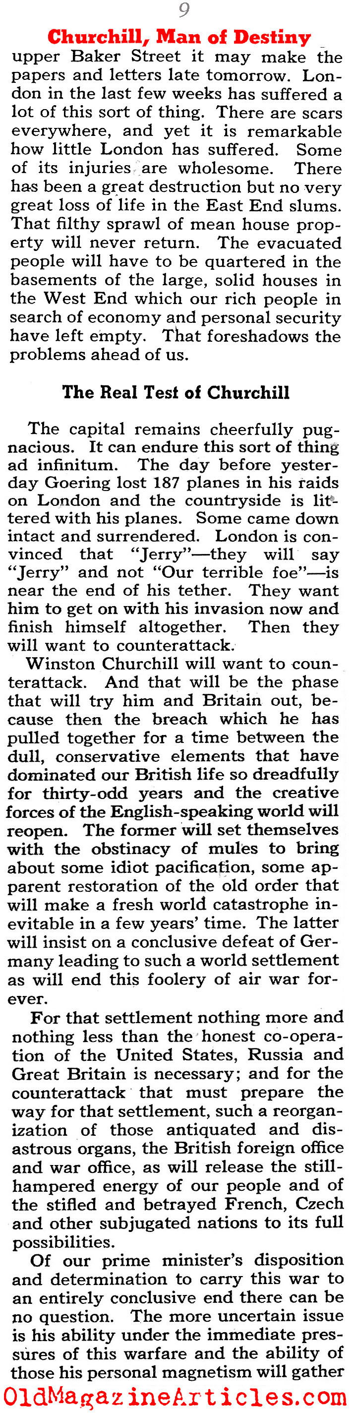 H.G. Wells on Winston Churchill (Collier's Magazine, 1940)