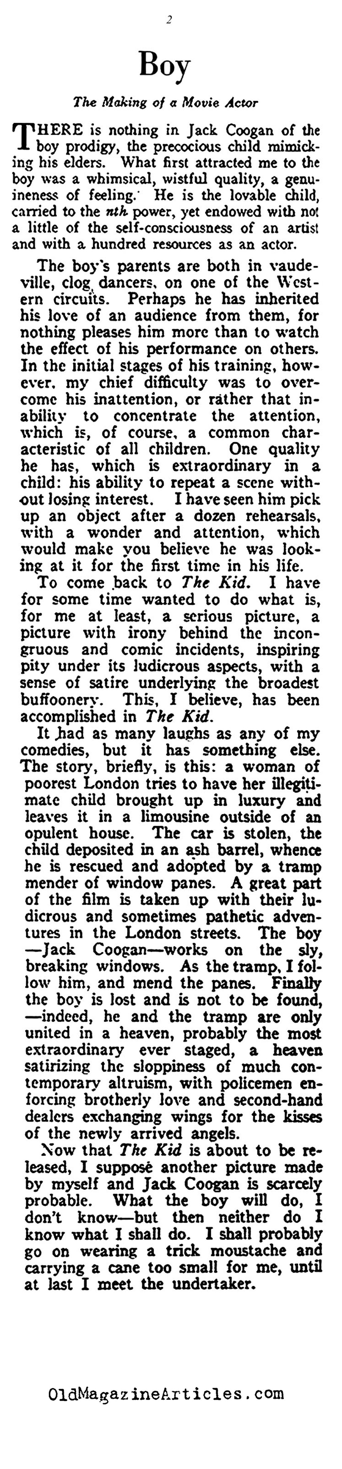 ''The Marvelous Boy of the Movies'' (Vanity Fair Magazine, 1922)