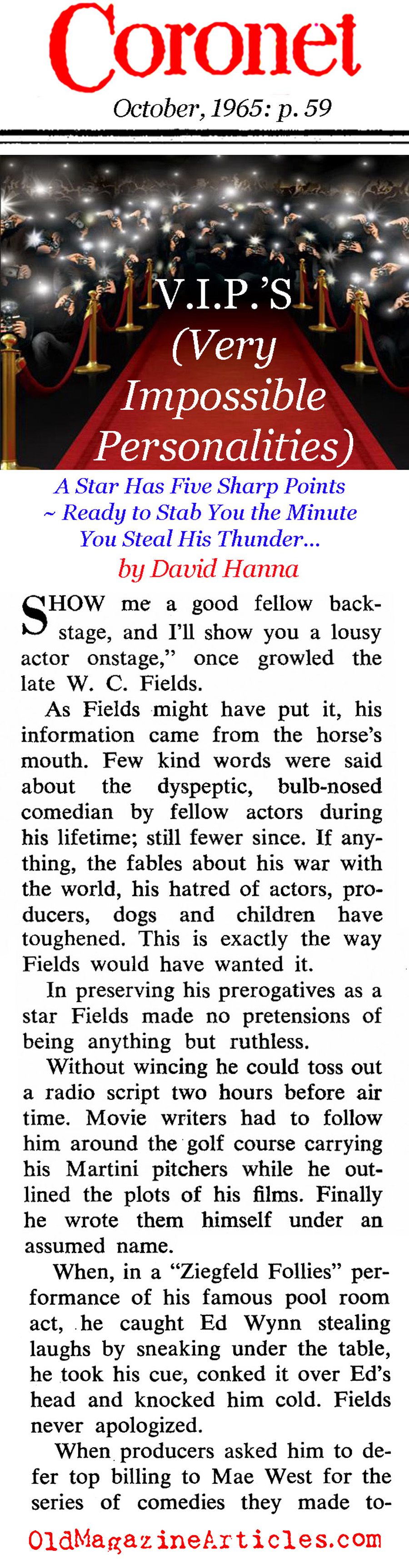 The Bigger the Star, The Bigger The Jerk (Coronet Magazine, 1965)