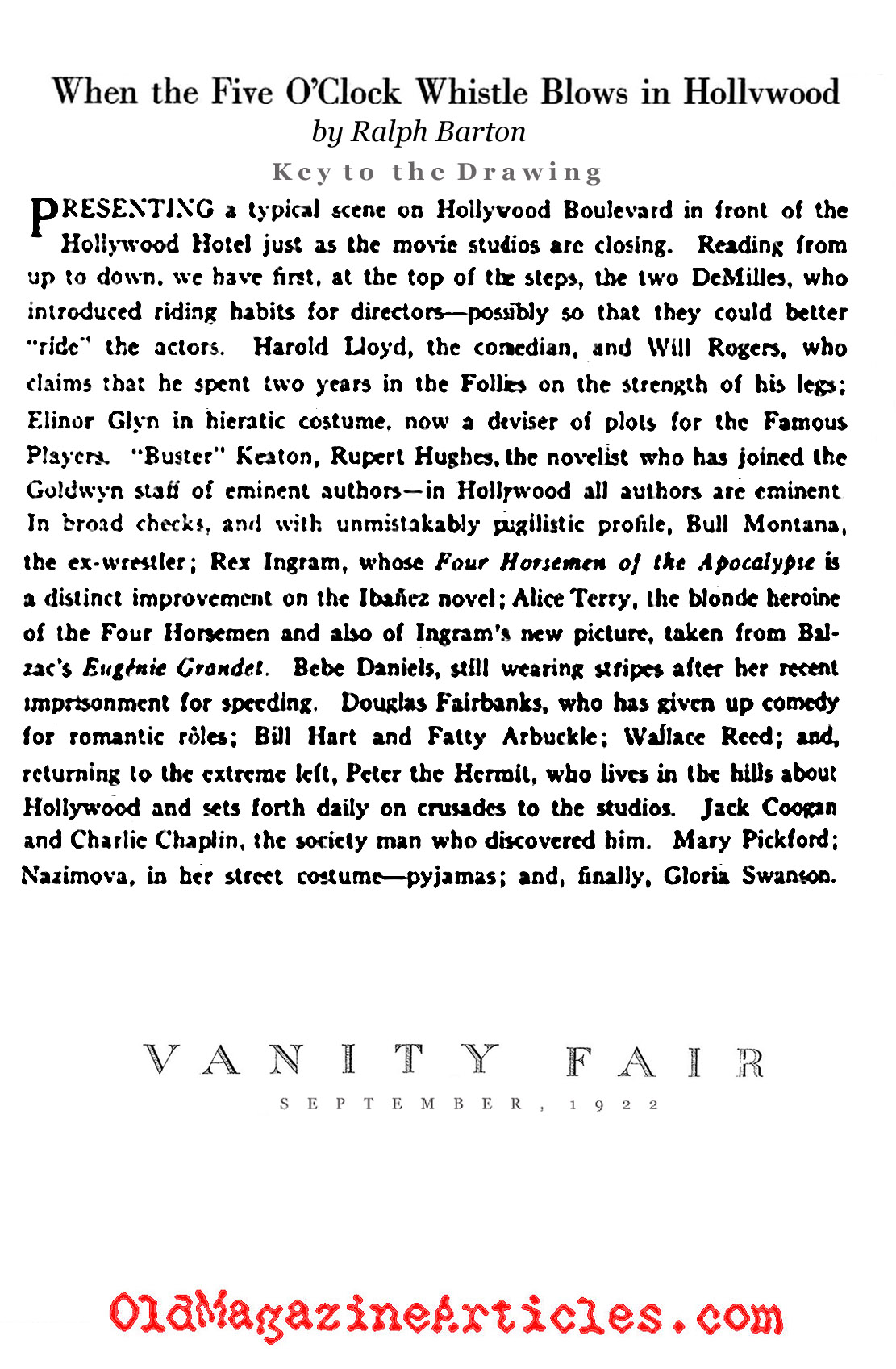 Silent Movie Caricatures (Vanity Fair Magazine, 1922)