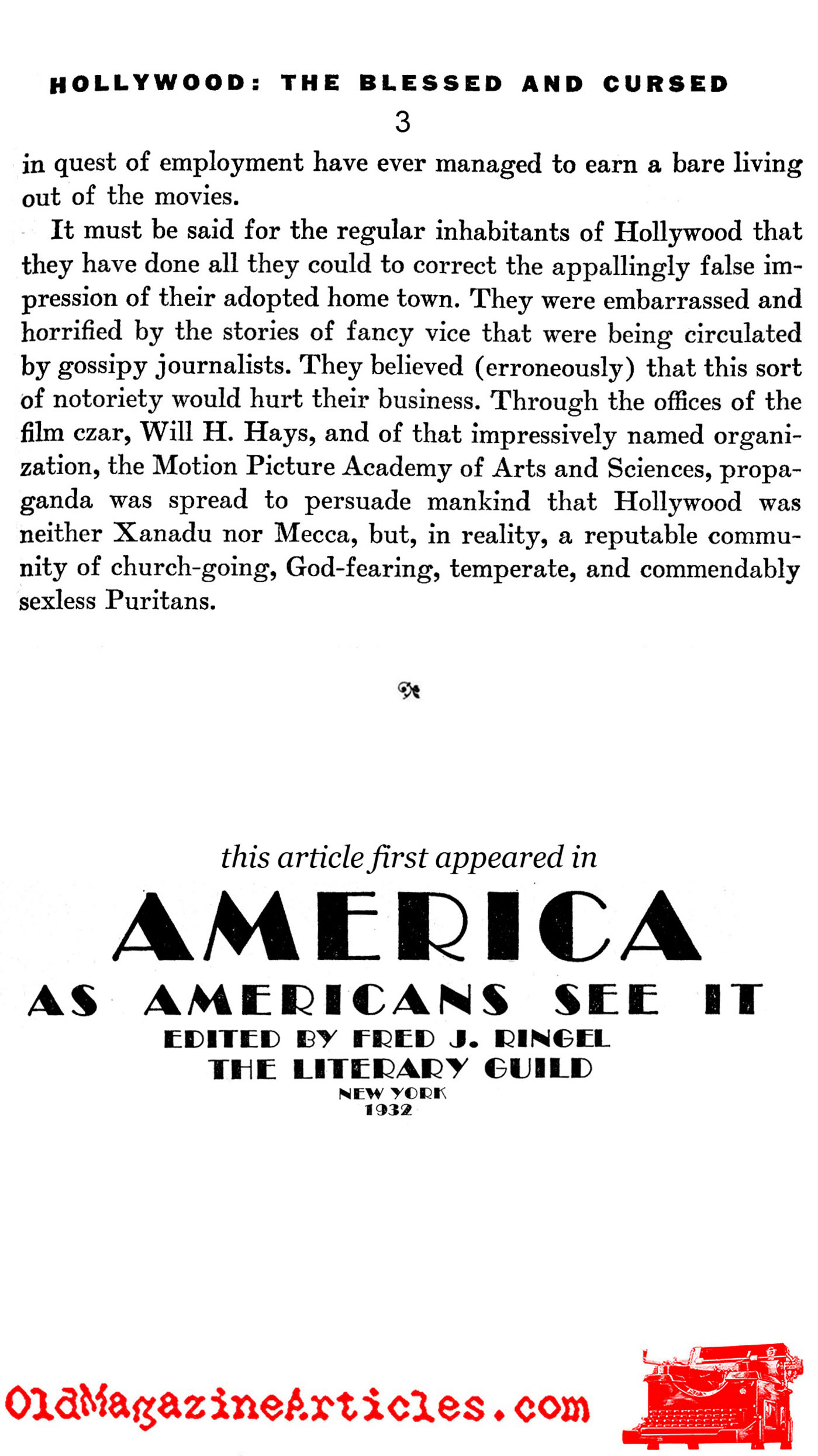 The Birth of Hollywood Filmmaking (America, 1932)