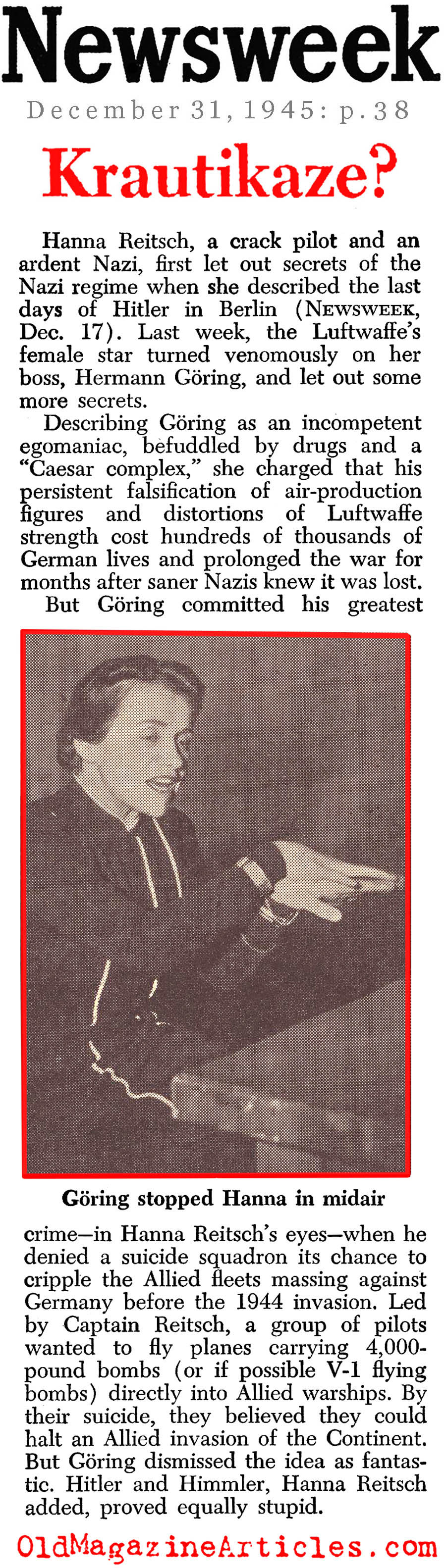 The Kamikazes That Weren't (Newsweek Magazine, 1945)