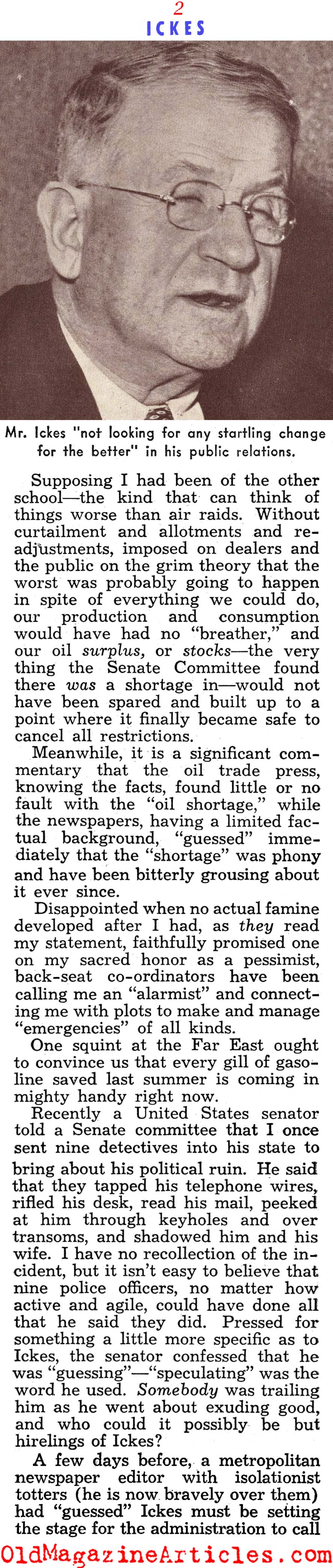Harold Ickes: FDR's Gas Czar (Liberty Magazine, 1942)