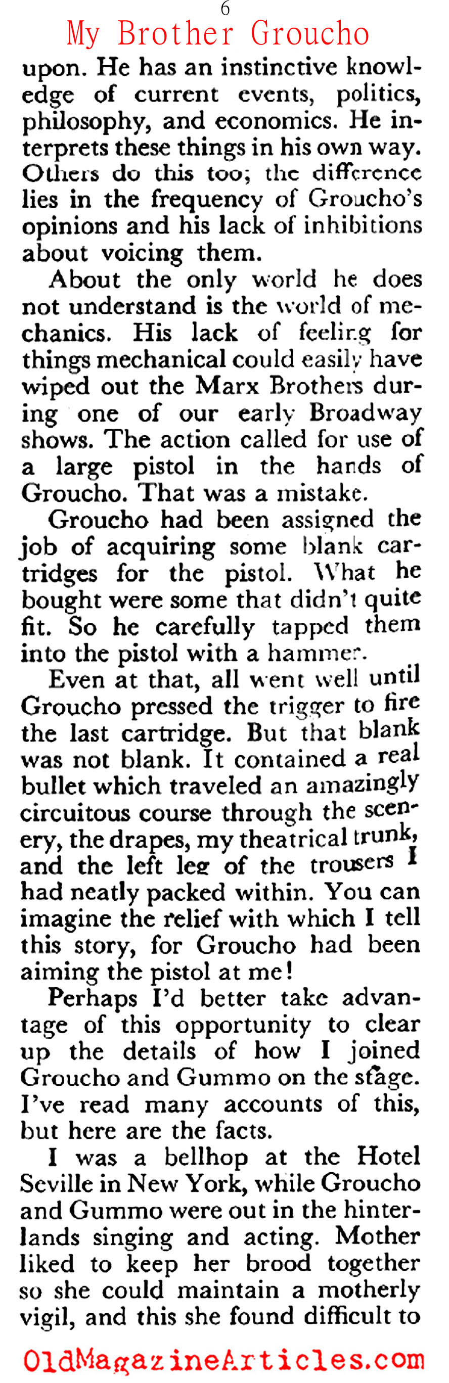 My Brother Groucho (Coronet Magazine, 1951)