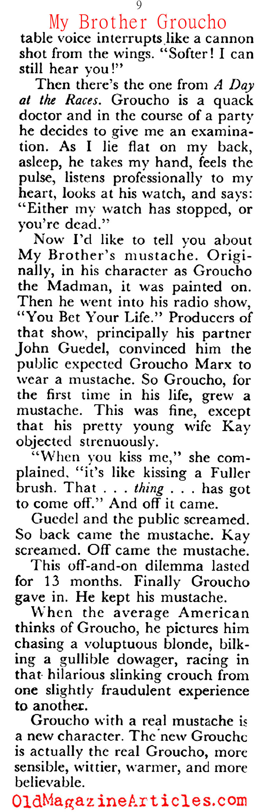 My Brother Groucho (Coronet Magazine, 1951)