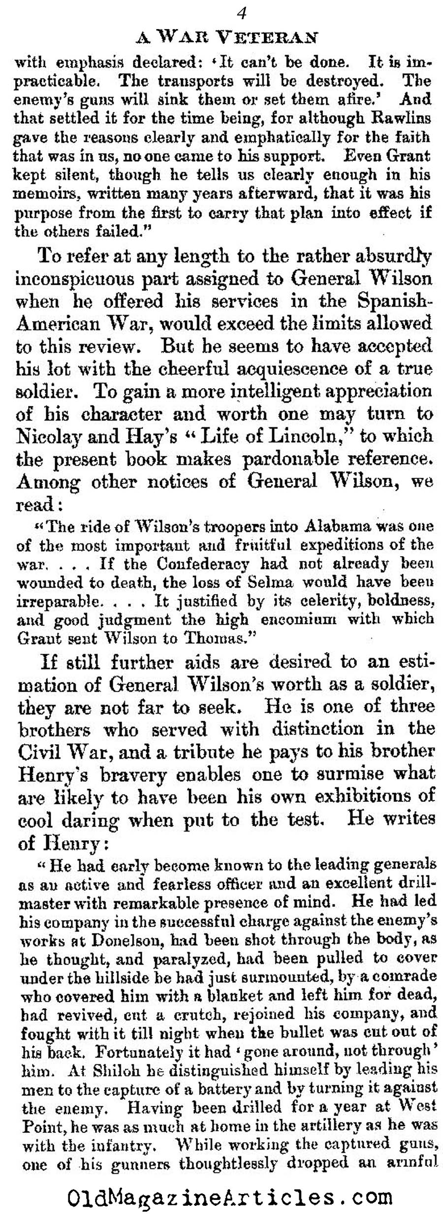 Union General James Harrison Wilson  (The Dial Magazine, 1912)