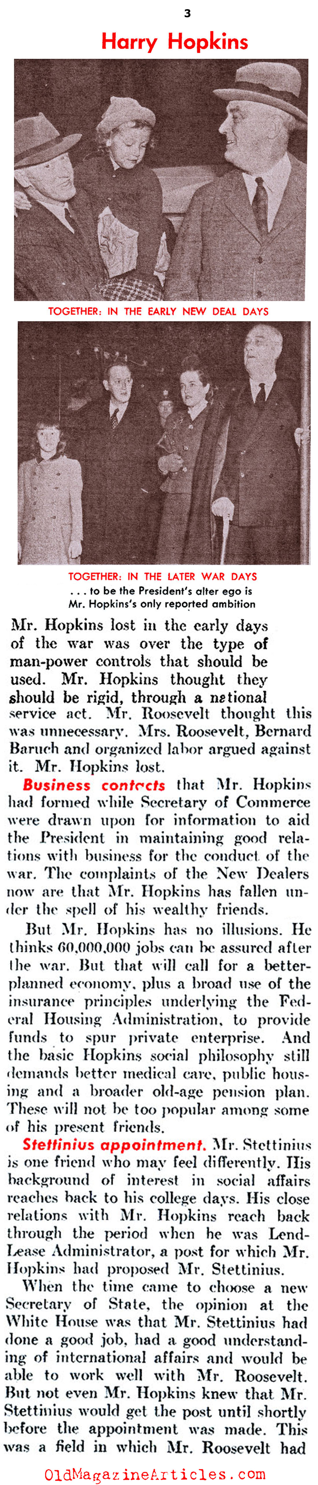 Harry Hopkins - FDR's Right Hand (United States News, 1944)