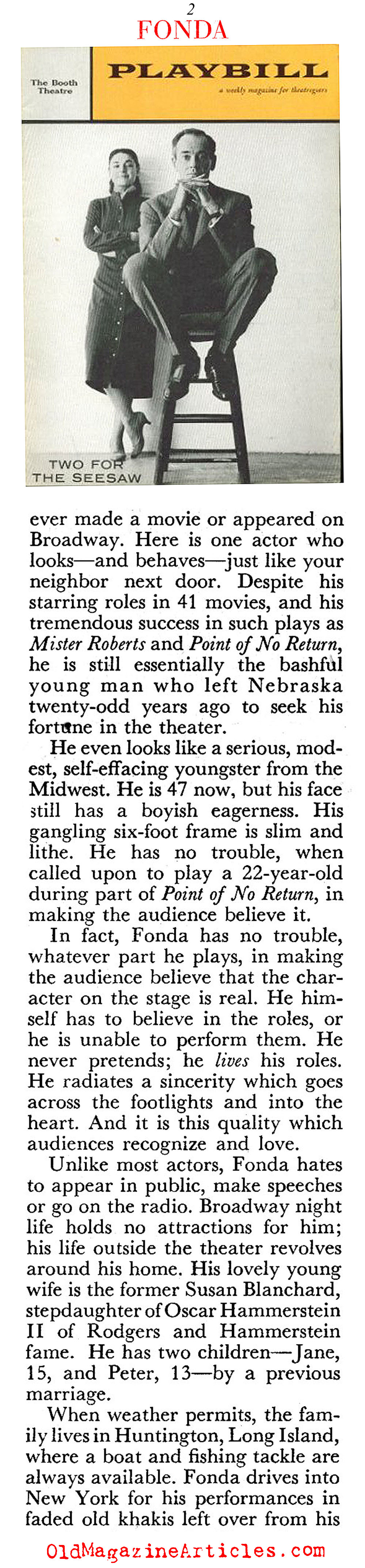 The Unusual Case of Henry Fonda (Coronet Magazine, 1953)