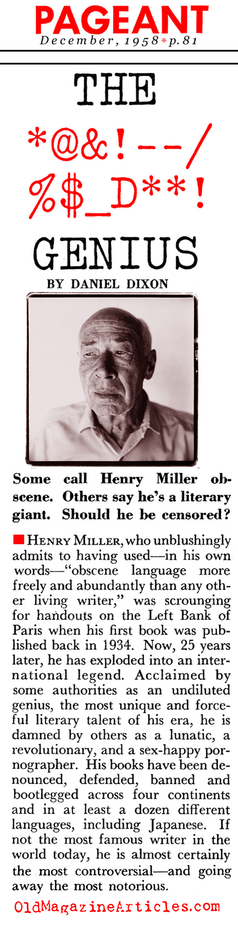 Henry Miller (Pageant Magazine, 1958)