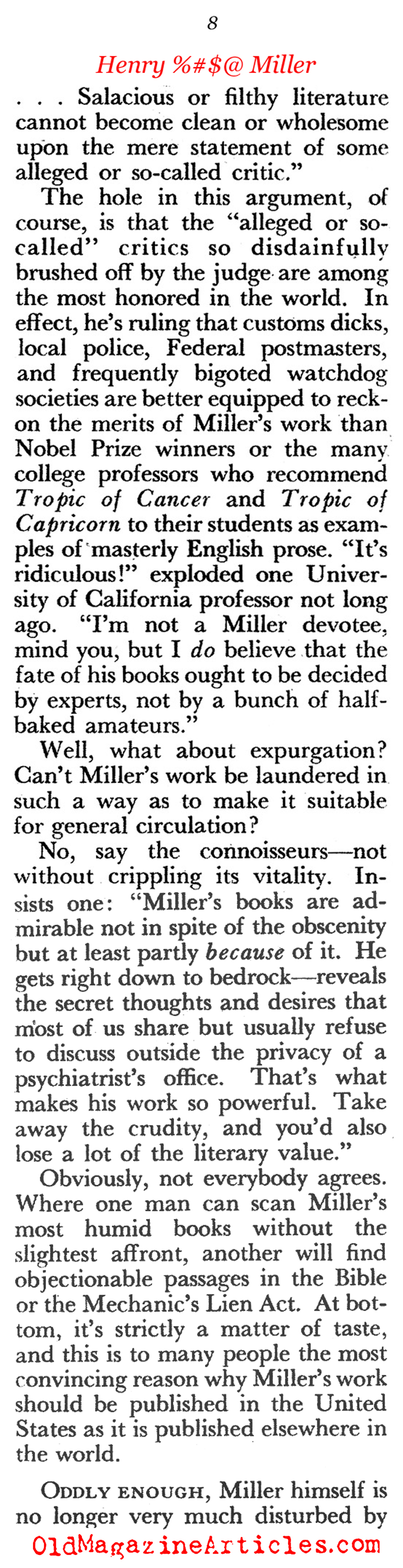 Henry Miller (Pageant Magazine, 1958)