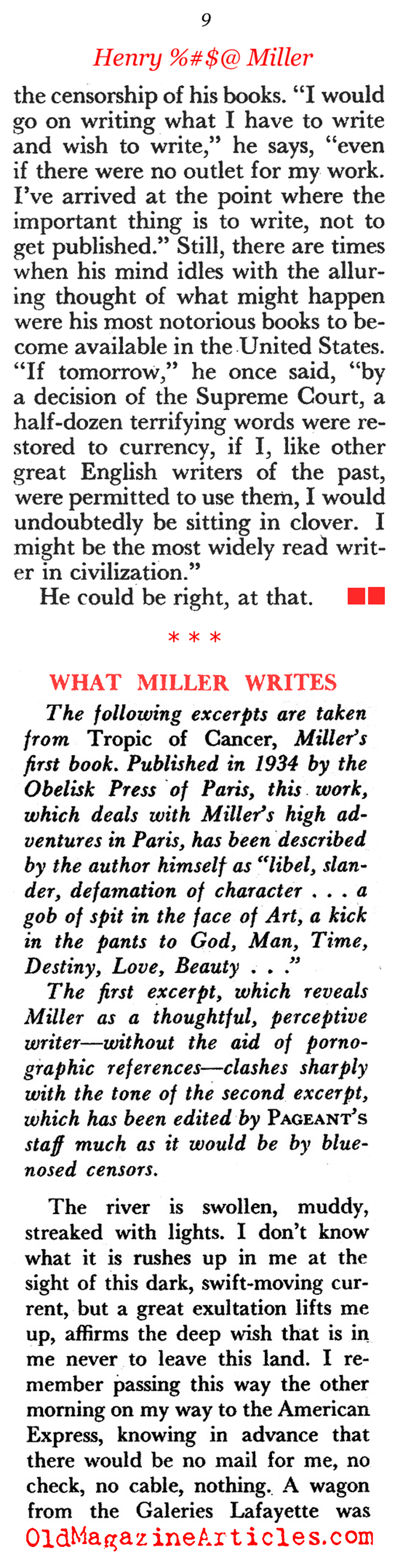 Henry Miller (Pageant Magazine, 1958)