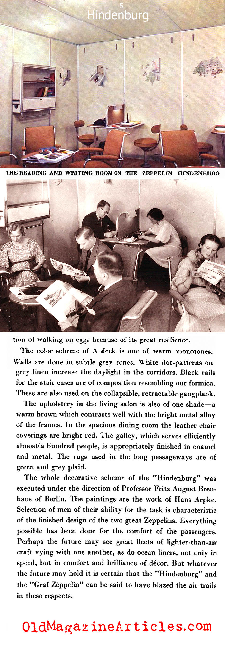 The Interior Design of the <i>Hindenburg'</i> (Creative Art Magazine, 1937)