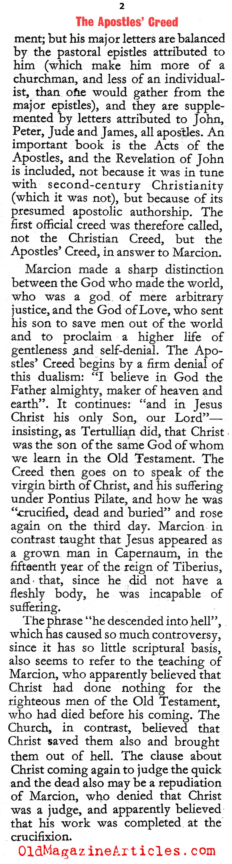 The Apostles' Creed (The Hibbert Journal, 1966)