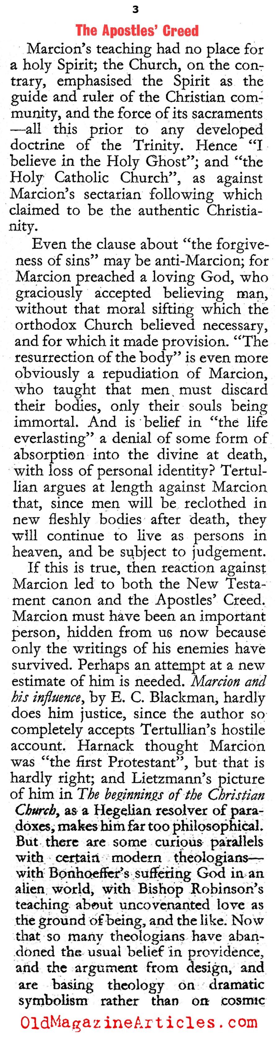 The Apostles' Creed (The Hibbert Journal, 1966)