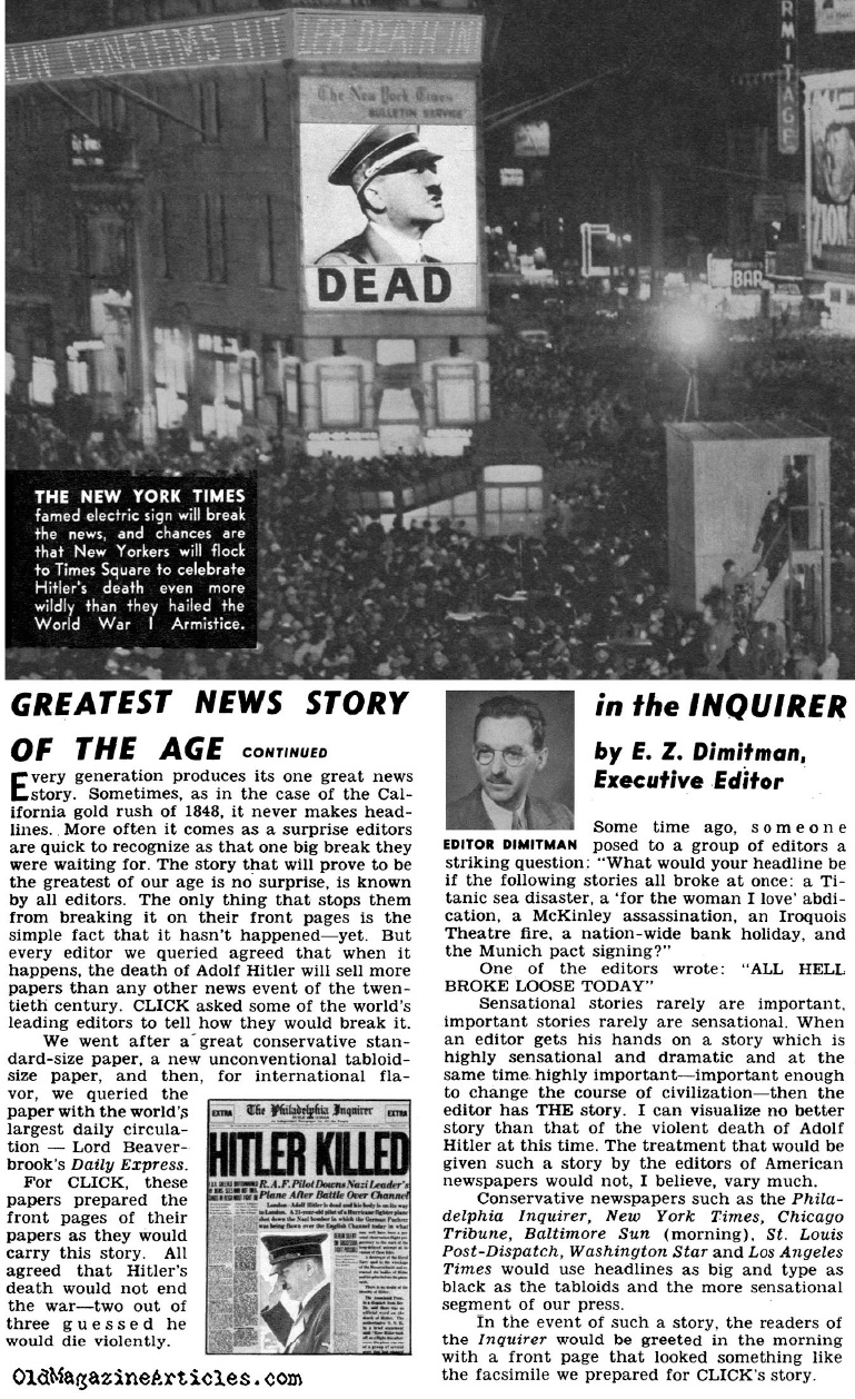 WHAT IF - Hitler Had Been Killed? (Click Magazine, 1941)