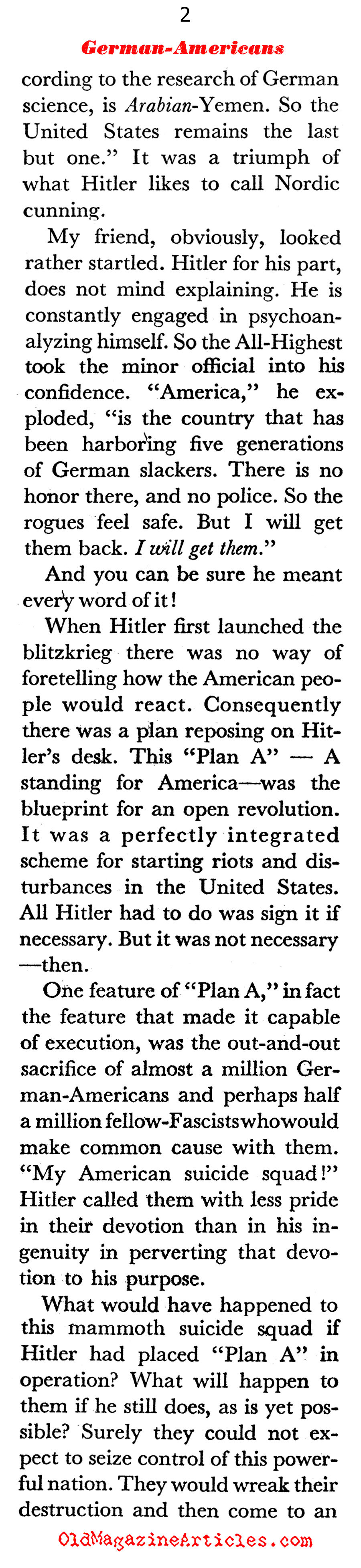 Adolf Hitler and the German-Americans (Coronet Magazine, 1941)