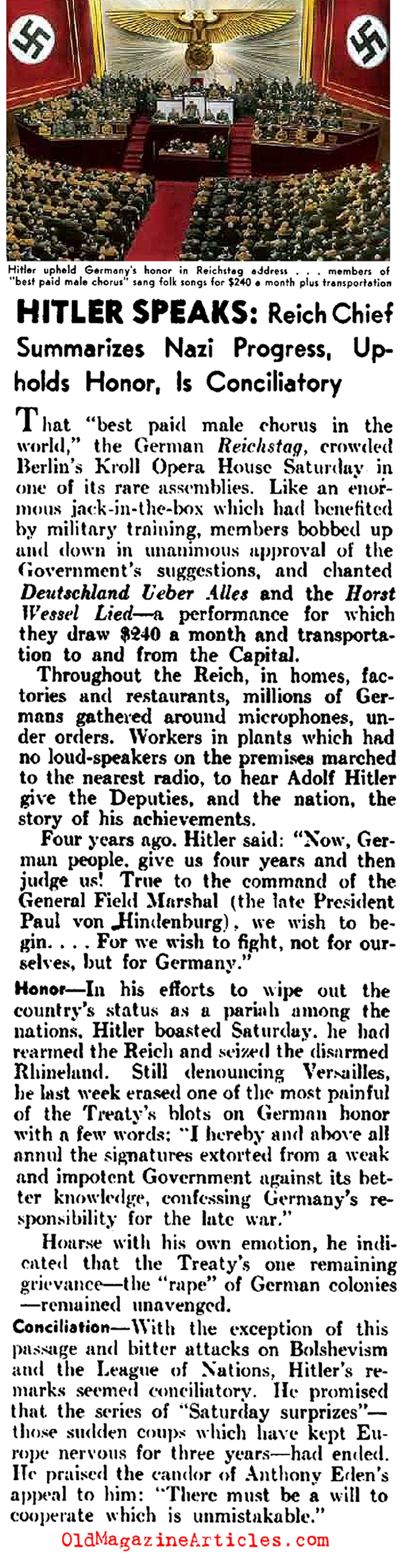 Hitler Rejects Old Treaty Obligations (Literary Digest, 1937)