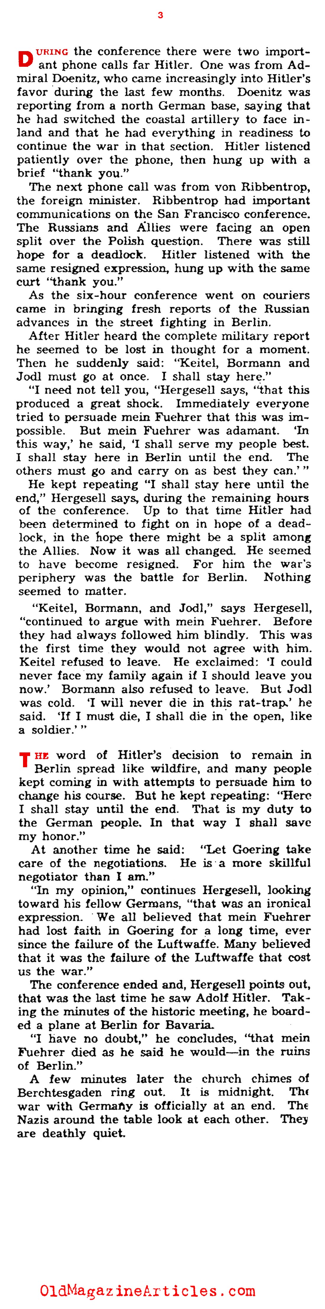 Hitler's Last Days in Power (Yank Magazine, 1945)