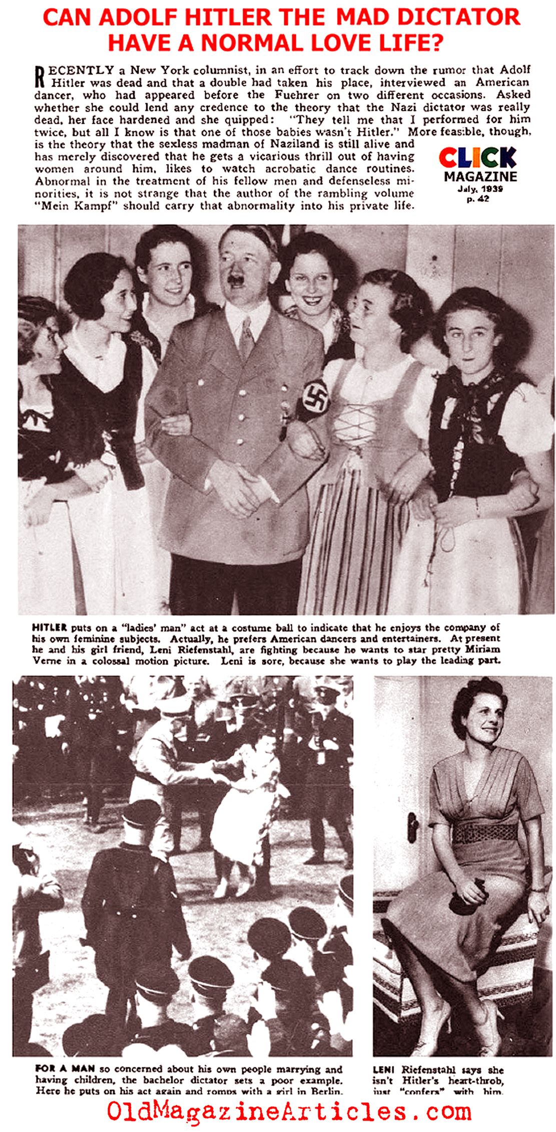 Adolf Hitler and Women  (Click Magazine, 1939)