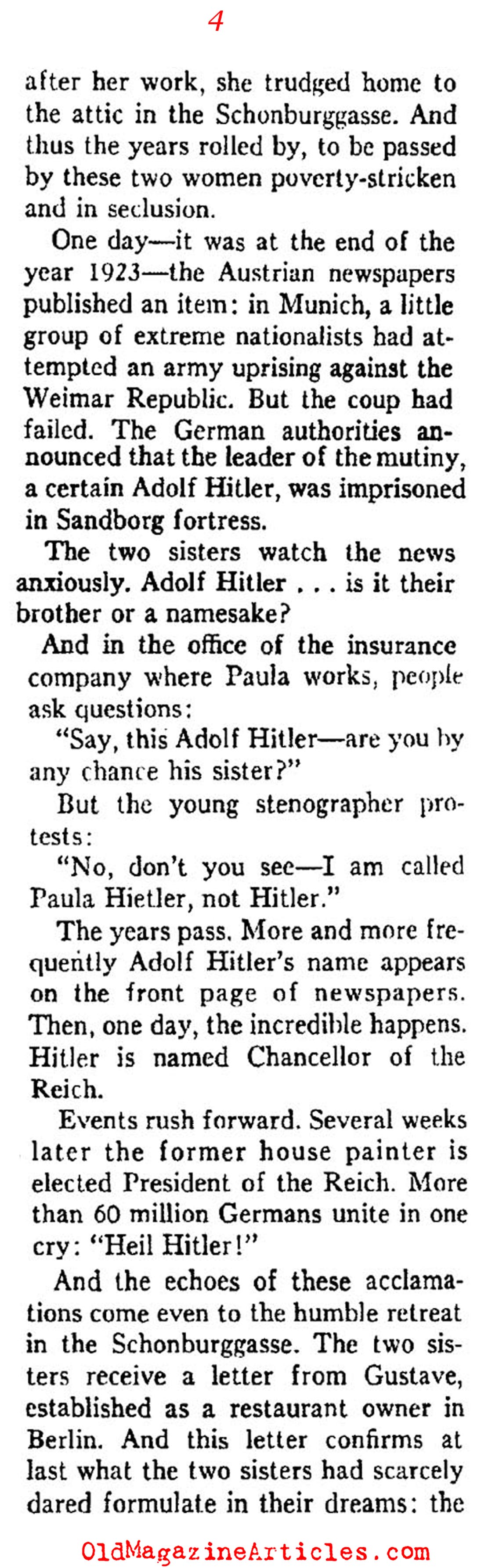 Hitler's Sister Tells Her Story (Ken Magazine, 1938)