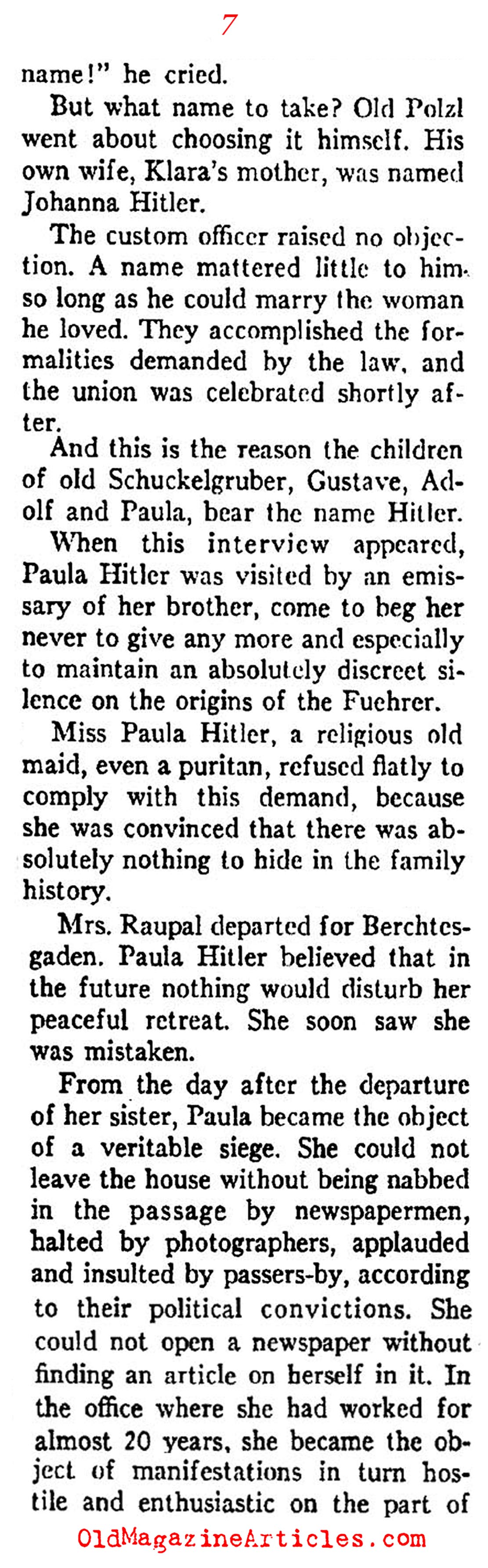 Hitler's Sister Tells Her Story (Ken Magazine, 1938)