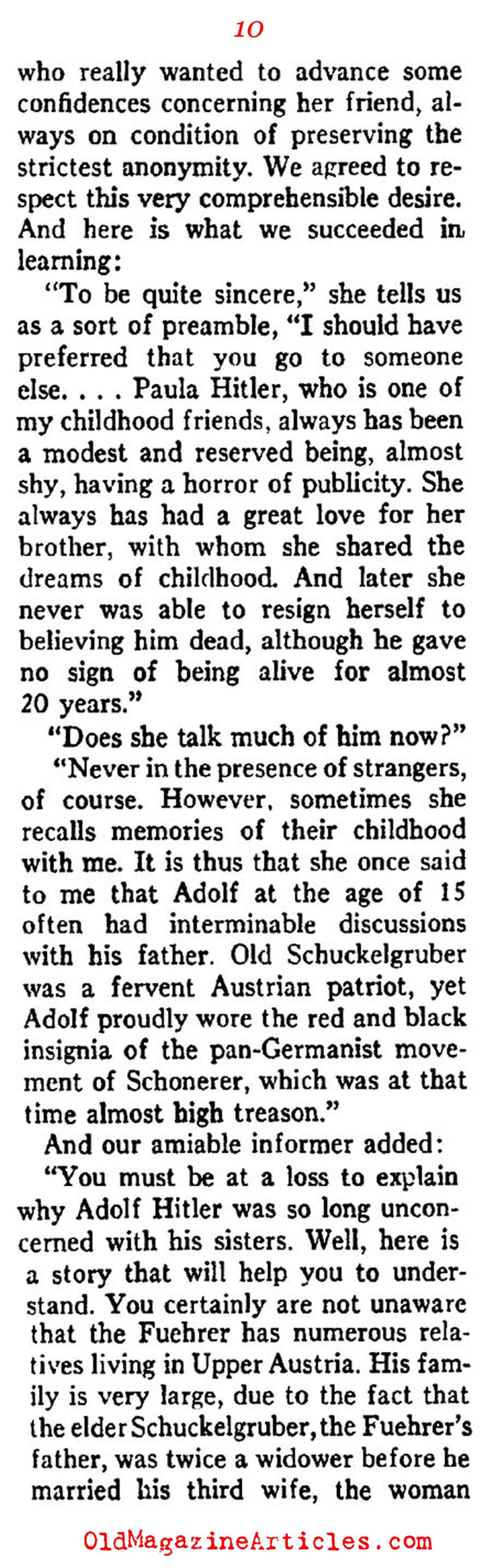 Hitler's Sister Tells Her Story (Ken Magazine, 1938)