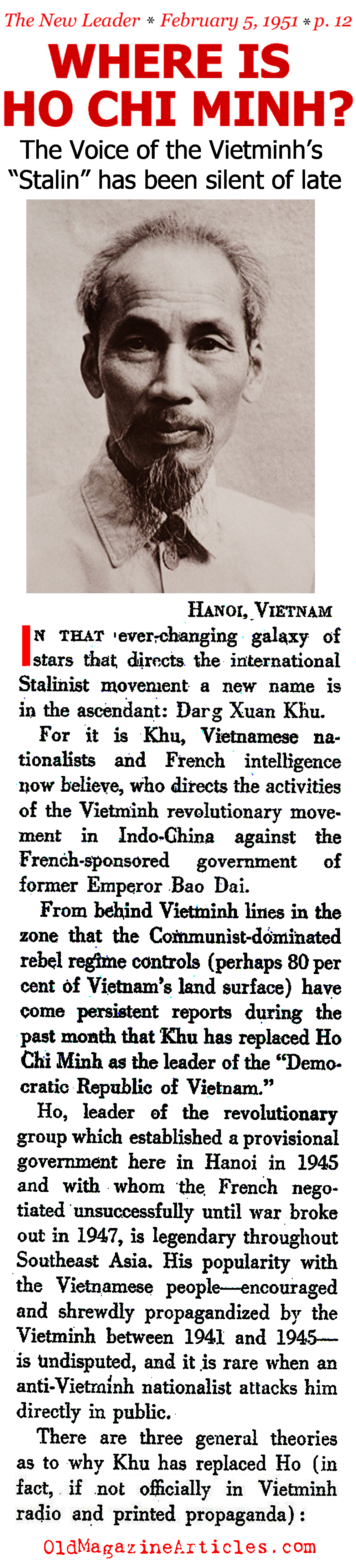 Vietminh Power Struggle? (The New Leader Magazine, 1951)