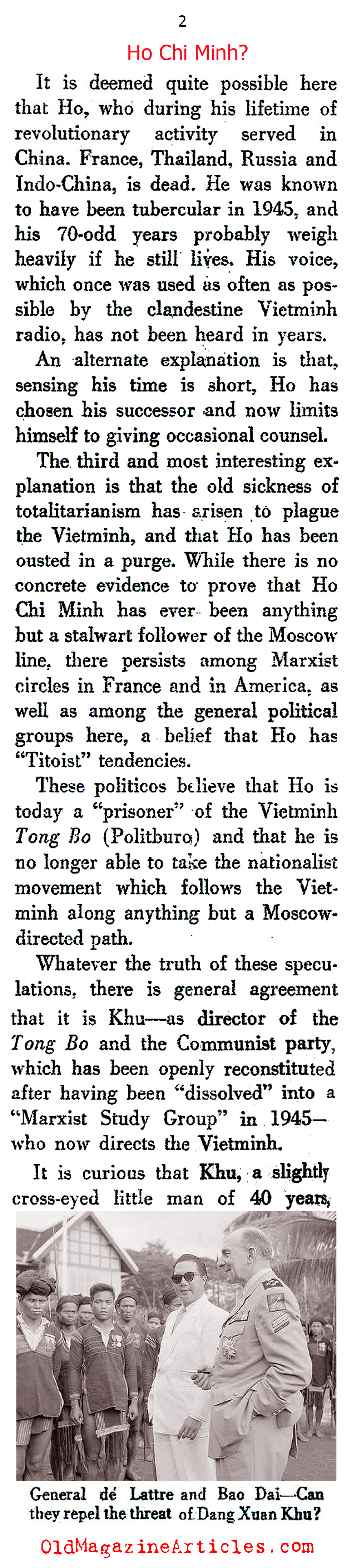 Vietminh Power Struggle? (The New Leader Magazine, 1951)