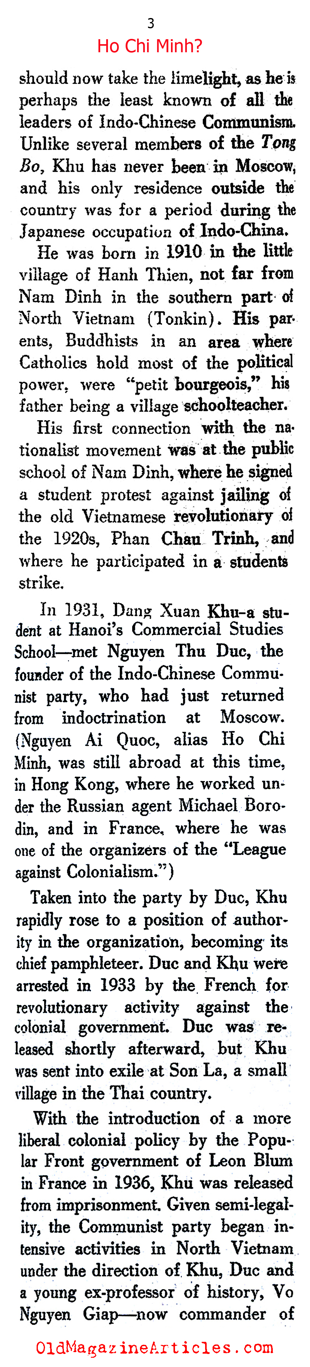 Vietminh Power Struggle? (The New Leader Magazine, 1951)