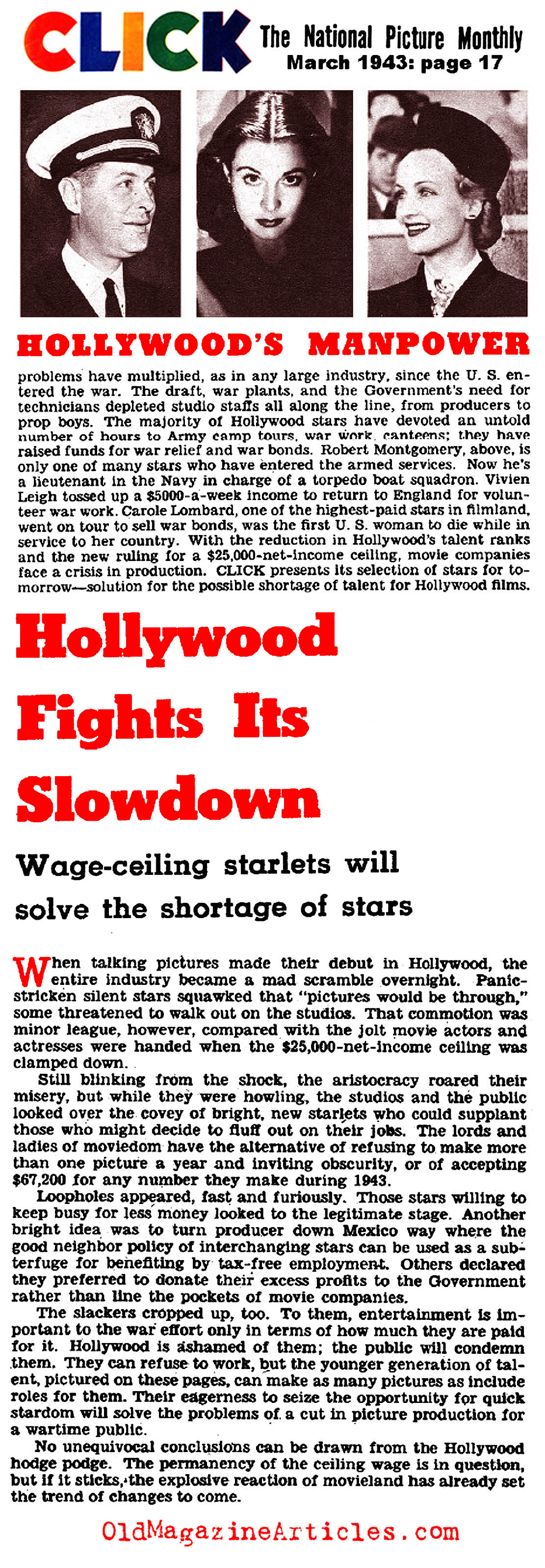 Hollywood Fights Its Slowdown (Click Magazine, 1943)