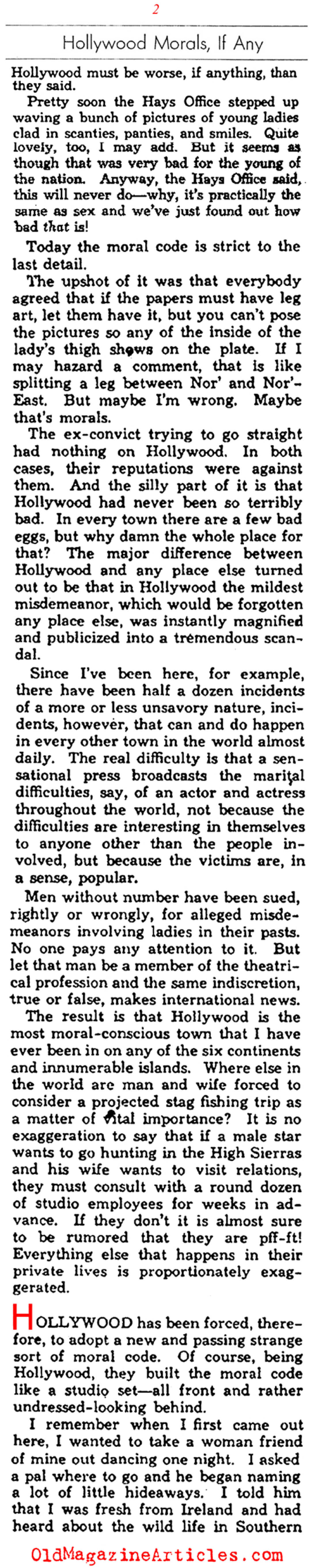 Errol Flynn: Defender of Hollywood Morality (Photoplay Magazine, 1937)