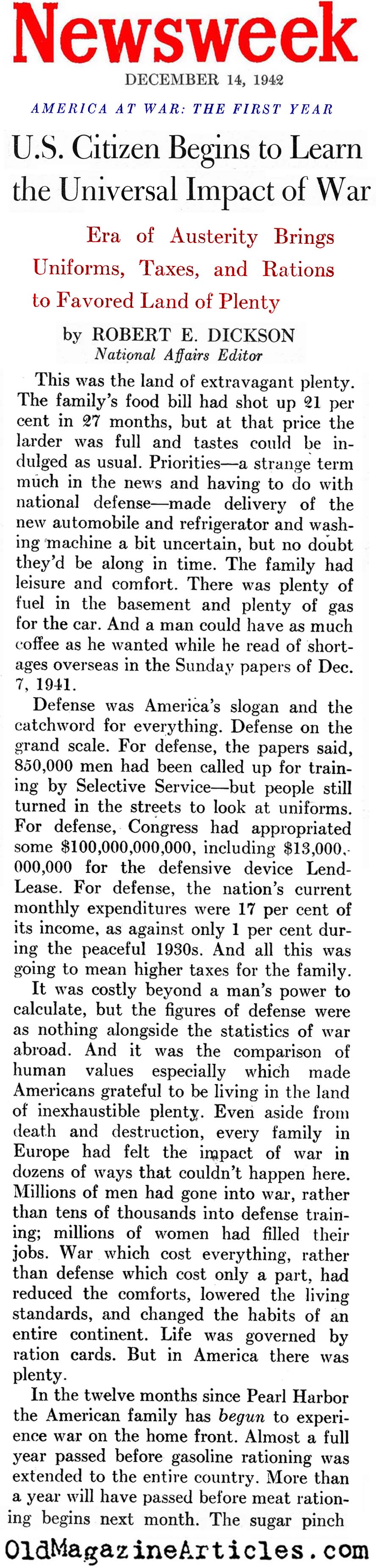 One Year of War (Newsweek Magazine, 1942)