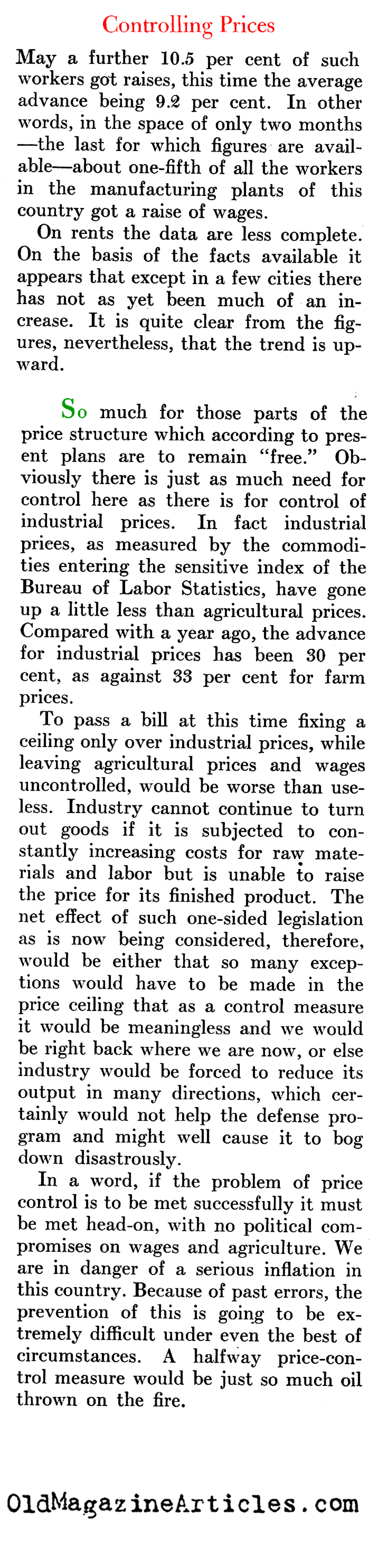 New Deal Price Controls (Newsweek Magazine, 1941)